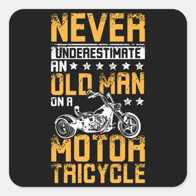 Old Man On Trike Square Sticker (Front)