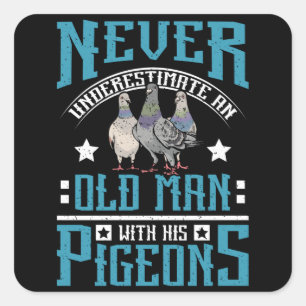 Old Man Racing Pigeons Square Sticker
