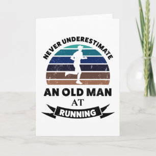 Old Man Running Funny Runner Gift Dad Card