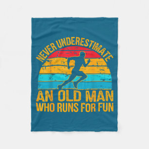 Old Man Running Humor Fitness Lover Funny Senior R Fleece Blanket