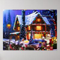 Old Man Santa Claus and Reindeer