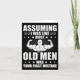 Old Man Weightlifting Bodybuilding Weightlifting W Card