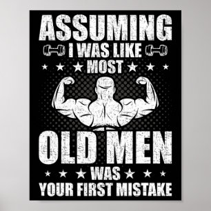Old Man Weightlifting Bodybuilding Weightlifting W Poster