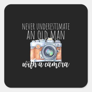 Old Man With A Camera Square Sticker