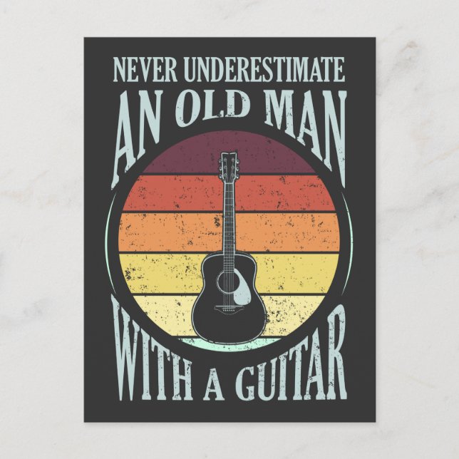 Old man with a Guitar Funny Guitarist Musician Postcard (Front)