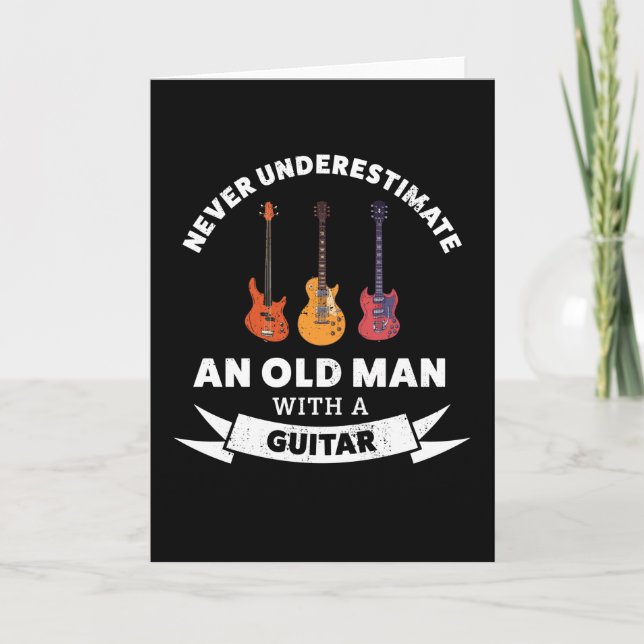 Old man with a Guitar - Funny Music Gift Card (Front)