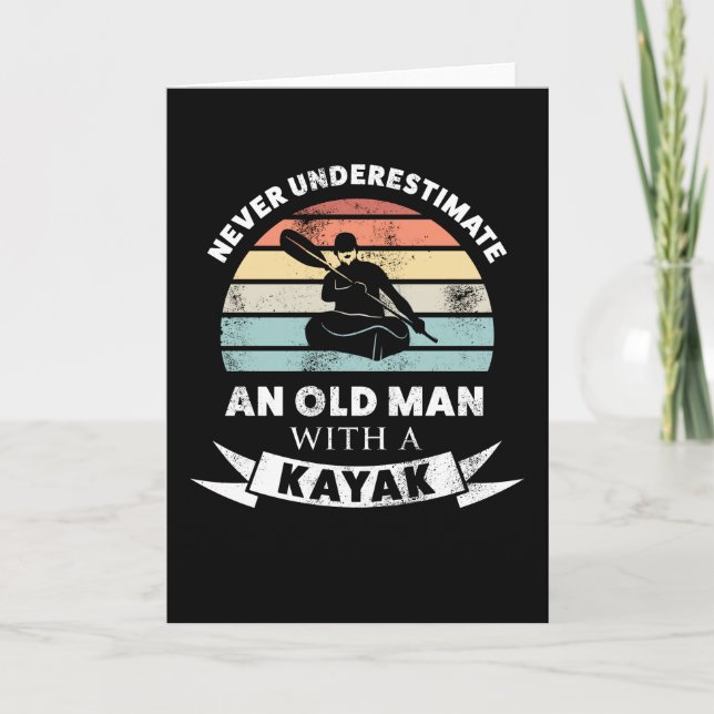 Old Man with a Kayak - Kayaking Gift Men Card (Front)