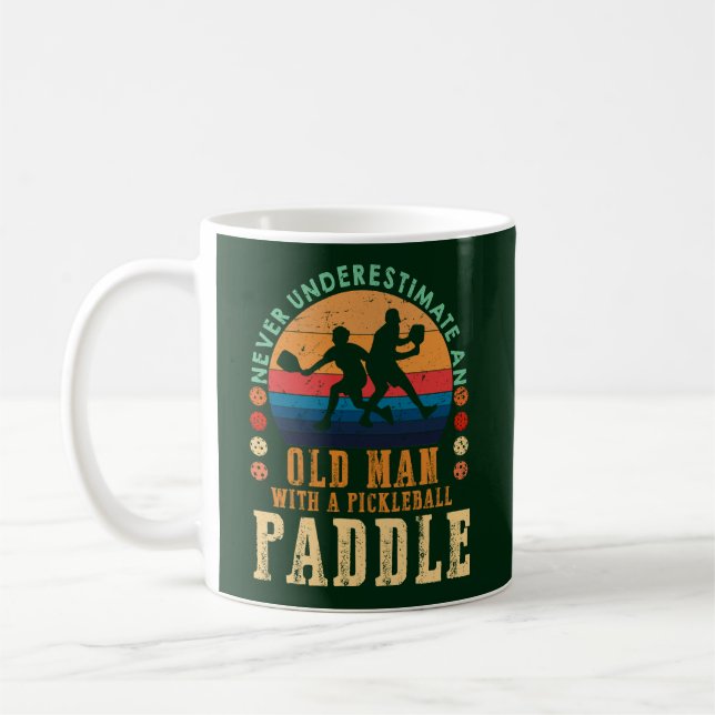 Old Man With A Pickleball Paddle Best Gift Coffee Mug (Left)