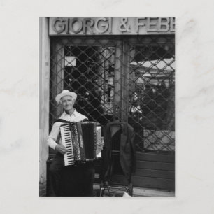Old man with accordion Post Card