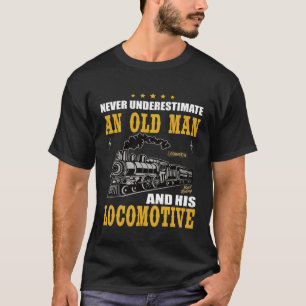 Old Man with Railway Locomotive Driver Model Railw T-Shirt