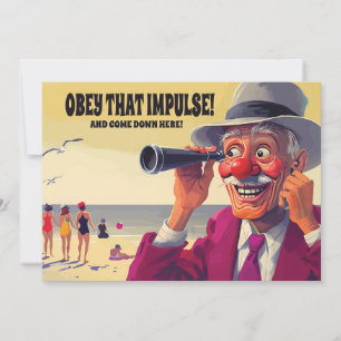 Old Man with Spyglass on the Beach, Funny Save The Date