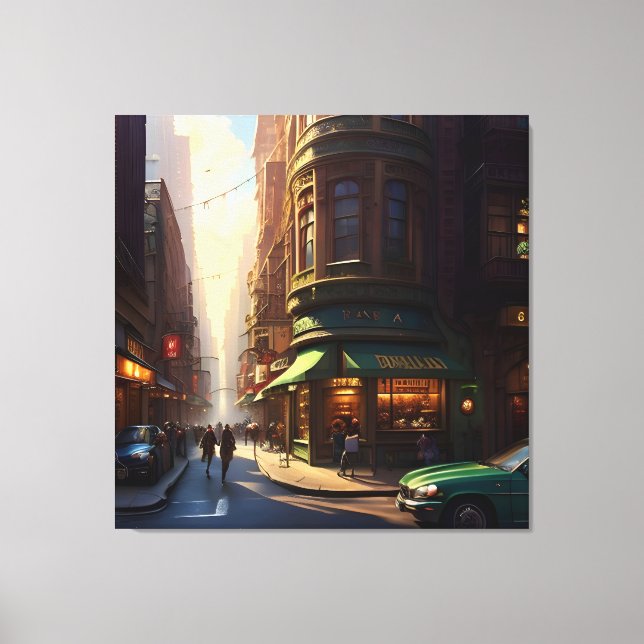 Old Manhattan Landscape Four Canvas Print (Front)