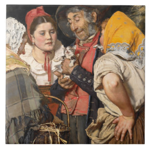 Old Man's Treasure (The Cat) (by Karl Gussow) Tile