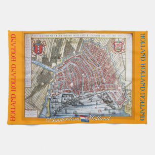 Old Map Amsterdam Holland Tea Towel