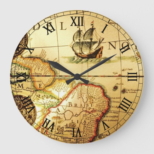 Old Map Large Clock (Front)