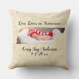 Old Map Love Lives In Tennessee State Photo Cushion
