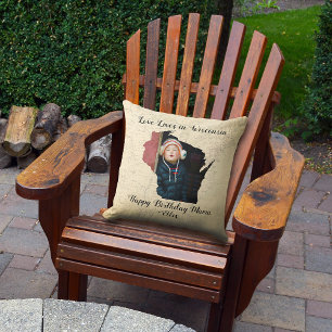 Old Map Love Lives In Wisconsin State Shaped Photo Cushion