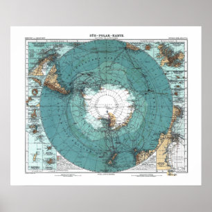 Old Map of Antarctica Poster