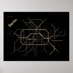 Old map of Berlin Subway Poster