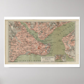 Old Map of Constantinople Poster
