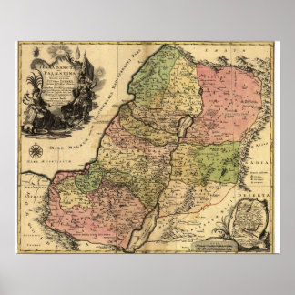 Old Map of the Holy Land and the 12 Tribes (1759) Poster