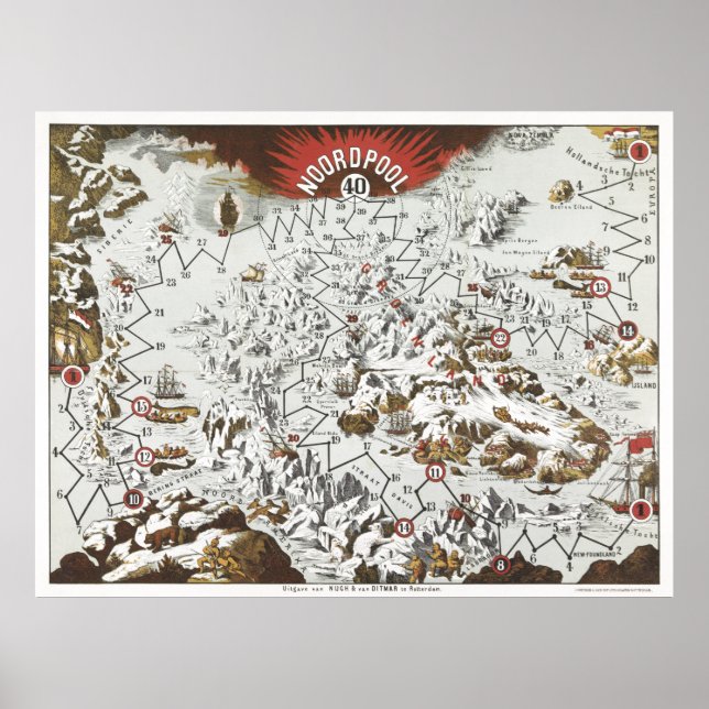 Old map of the north pole poster (Front)