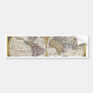 Old Map of the World Bumper Sticker