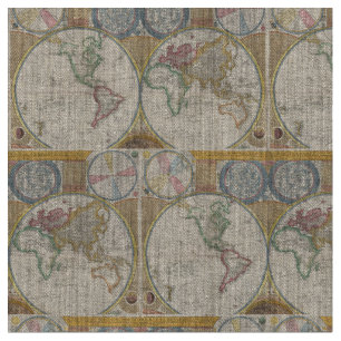 Old Map of the World Fabric