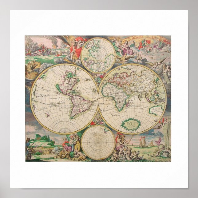 Old Map of the World Poster (Front)