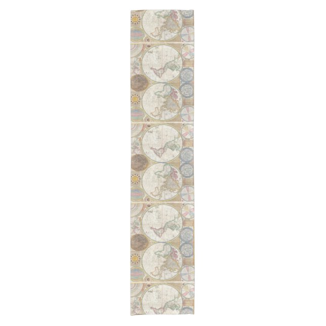 Old Map of the World Short Table Runner (Front)