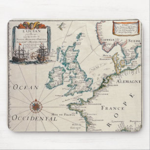 Old map of Western Europe Mouse Pad