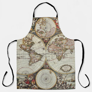 Old map of world hemispheres. Created by Frederick Apron
