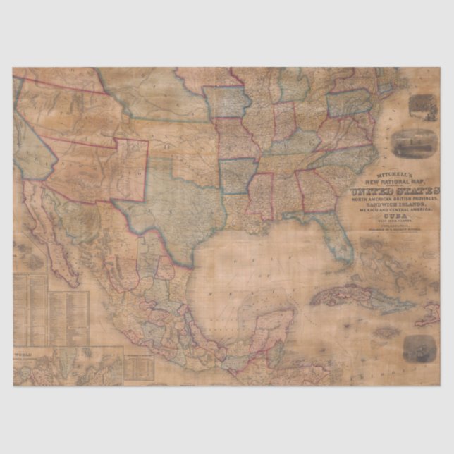 Old Map Series 1 Design 8 Tissue Paper (Front)