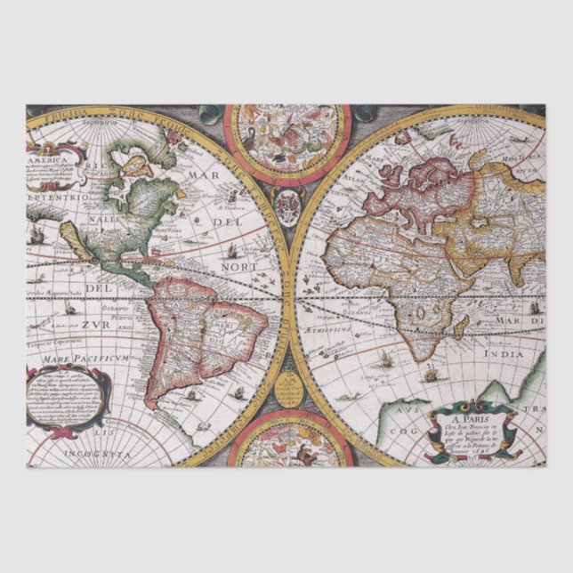 Old Maps Pattern Tissue Paper (Front)