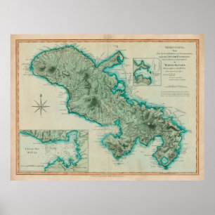 Old Martinique Island Map (1704)  Poster