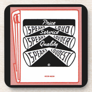 old matchbook cover Price Speaks Loud Coaster