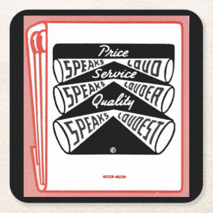 old matchbook cover Price Speaks Loud Square Paper Coaster