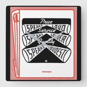 old matchbook cover Price Speaks Loud Square Wall Clock