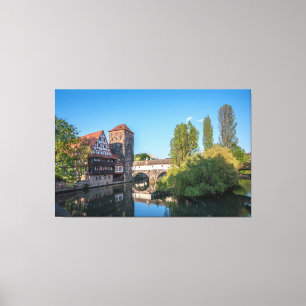 Old mediaeval bridge in Nuremberg, Germany Canvas Print