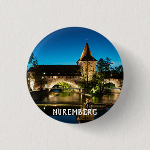 Old medieval bridge at night in Nuremberg 3 Cm Round Badge