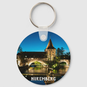 Old medieval bridge at night in Nuremberg Key Ring