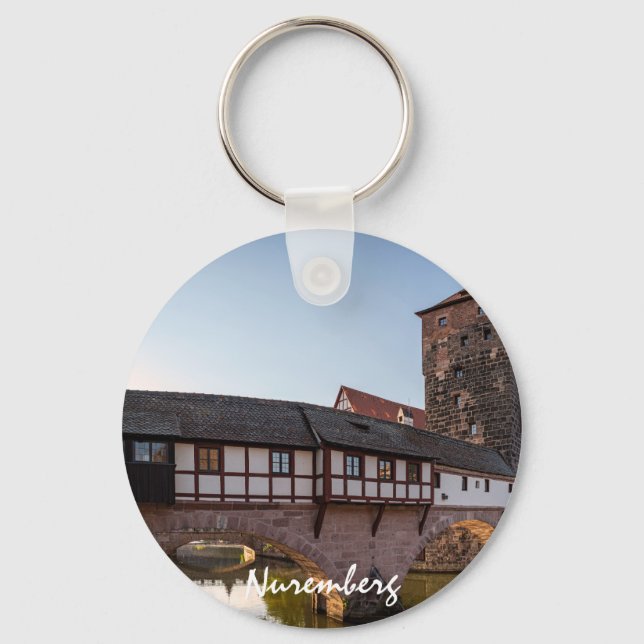 Old medieval bridge in Nuremberg, Germany Key Ring (Front)