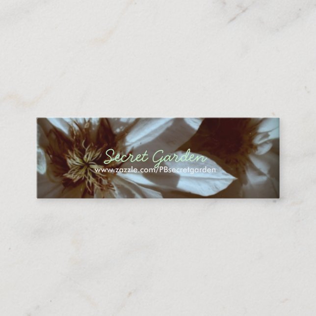 Old memories 3 White Clematis Floral Photography B Mini Business Card (Front)