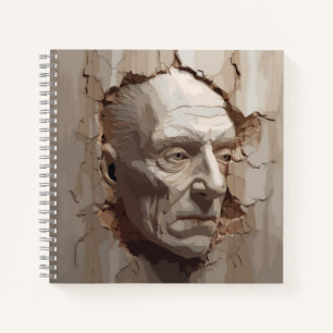 Old Men Face Protruding From The Old Plaster Notebook