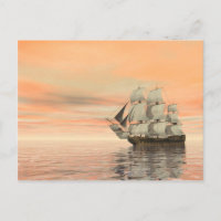 Old merchant ship on the ocean - 3D render
