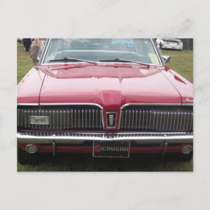 Old Mercury Cougar red Classic antique car Postcard