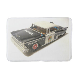 Old Metal Police Car Bath Mat