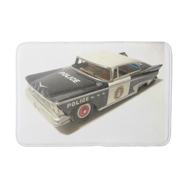 Old Metal Police Car Bath Mat (Front)