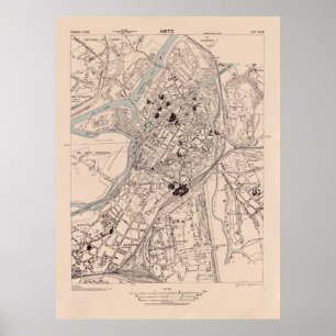 Old Metz France Map (1943)  Poster