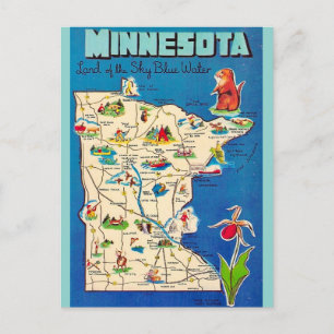 Old Michigan Map Postcard